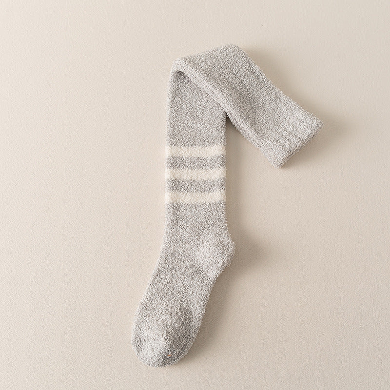 Coral Fleece Men's Over The Knee Stockings Fleece-lined